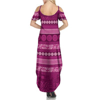 Fiji Marau na Kerisimasi Summer Maxi Dress Pink Tapa Masi Inspired Christmas LT9 - Polynesian Pride