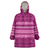 Fiji Marau na Kerisimasi Wearable Blanket Hoodie Pink Tapa Masi Inspired Christmas LT9 One Size Pink - Polynesian Pride