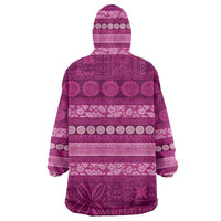 Fiji Marau na Kerisimasi Wearable Blanket Hoodie Pink Tapa Masi Inspired Christmas LT9 - Polynesian Pride