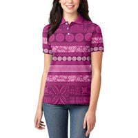 Fiji Marau na Kerisimasi Women Polo Shirt Pink Tapa Masi Inspired Christmas LT9 - Polynesian Pride