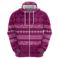Fiji Marau na Kerisimasi Zip Hoodie Pink Tapa Masi Inspired Christmas LT9 - Polynesian Pride
