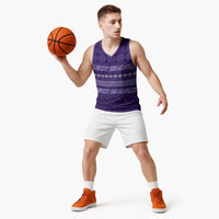 Fiji Marau na Kerisimasi Basketball Jersey Purple Tapa Masi Inspired Christmas LT9 - Polynesian Pride