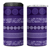 Fiji Marau na Kerisimasi 4 in 1 Can Cooler Tumbler Purple Tapa Masi Inspired Christmas LT9 One Size: 16 oz Purple - Polynesian Pride