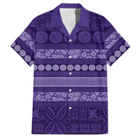 Fiji Marau na Kerisimasi Family Matching Short Sleeve Bodycon Dress and Hawaiian Shirt Purple Tapa Masi Inspired Christmas LT9 Dad's Shirt - Short Sleeve Purple - Polynesian Pride