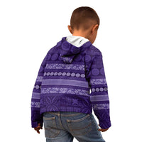 Fiji Marau na Kerisimasi Kid Hoodie Purple Tapa Masi Inspired Christmas - Polynesian Pride