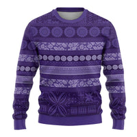 Fiji Marau na Kerisimasi Ugly Christmas Sweater Purple Tapa Masi Inspired Christmas LT9 - Polynesian Pride