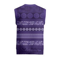 Fiji Marau na Kerisimasi Christmas Knitted V-Neck Vest Purple Tapa Masi Inspired Christmas LT9 - Polynesian Pride