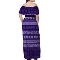Fiji Marau na Kerisimasi Off Shoulder Maxi Dress Purple Tapa Masi Inspired Christmas LT9 - Polynesian Pride