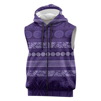 Fiji Marau na Kerisimasi Sleeveless Zip Hoodie Purple Tapa Masi Inspired Christmas LT9 Purple - Polynesian Pride