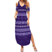 Fiji Marau na Kerisimasi Summer Maxi Dress Purple Tapa Masi Inspired Christmas LT9 Women Purple - Polynesian Pride
