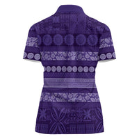 Fiji Marau na Kerisimasi Women Polo Shirt Purple Tapa Masi Inspired Christmas LT9 - Polynesian Pride