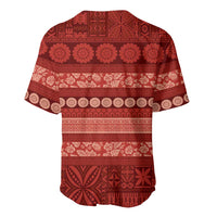 Fiji Marau na Kerisimasi Baseball Jersey Red Tapa Masi Inspired Christmas - Polynesian Pride