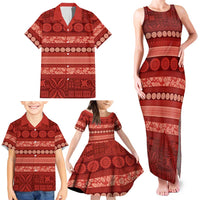Fiji Marau na Kerisimasi Family Matching Tank Maxi Dress and Hawaiian Shirt Red Tapa Masi Inspired Christmas LT9 - Polynesian Pride