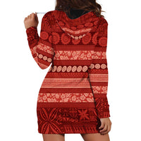 Fiji Marau na Kerisimasi Hoodie Dress Red Tapa Masi Inspired Christmas LT9 - Polynesian Pride