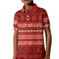 Fiji Marau na Kerisimasi Kid Polo Shirt Red Tapa Masi Inspired Christmas LT9 Kid Red - Polynesian Pride