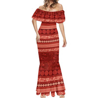 Fiji Marau na Kerisimasi Mermaid Dress Red Tapa Masi Inspired Christmas LT9 - Polynesian Pride