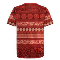 Fiji Marau na Kerisimasi Rugby Jersey Red Tapa Masi Inspired Christmas - Polynesian Pride