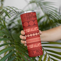 Fiji Marau na Kerisimasi Skinny Tumbler Red Tapa Masi Inspired Christmas LT9 - Polynesian Pride