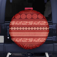 Fiji Marau na Kerisimasi Spare Tire Cover Red Tapa Masi Inspired Christmas LT9 No hole Red - Polynesian Pride