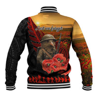 Maori Kiwi Soldier Fern Tattoo ANZAC Day Baseball Jacket Lest We Forget