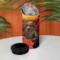 Maori Kiwi Soldier Fern Tattoo ANZAC Day 4 in 1 Can Cooler Tumbler Lest We Forget LT9 - Polynesian Pride