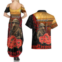 Maori Kiwi Soldier Fern Tattoo ANZAC Day Couples Matching Summer Maxi Dress and Hawaiian Shirt Lest We Forget LT9 - Polynesian Pride