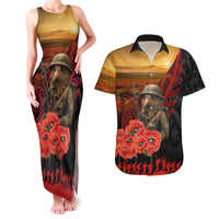 Maori Kiwi Soldier Fern Tattoo ANZAC Day Couples Matching Tank Maxi Dress and Hawaiian Shirt Lest We Forget LT9 Black - Polynesian Pride