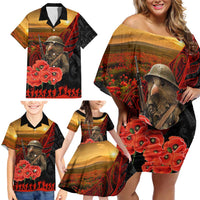 Maori Kiwi Soldier Fern Tattoo ANZAC Day Family Matching Off Shoulder Short Dress and Hawaiian Shirt Lest We Forget LT9 - Polynesian Pride