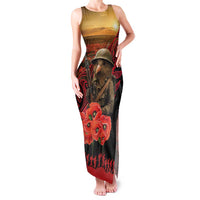 Maori Kiwi Soldier Fern Tattoo ANZAC Day Family Matching Tank Maxi Dress and Hawaiian Shirt Lest We Forget LT9 Mom's Dress Black - Polynesian Pride