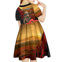 Maori Kiwi Soldier Fern Tattoo ANZAC Day Kid Short Sleeve Dress Lest We Forget LT9 - Polynesian Pride