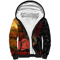 Maori Kiwi Soldier Fern Tattoo ANZAC Day Sherpa Hoodie Lest We Forget LT9 Unisex Black - Polynesian Pride