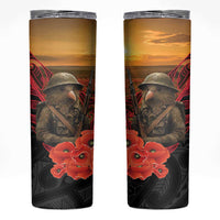 Maori Kiwi Soldier Fern Tattoo ANZAC Day Skinny Tumbler Lest We Forget LT9 Black - Polynesian Pride
