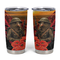 Maori Kiwi Soldier Fern Tattoo ANZAC Day Tumbler Cup Lest We Forget LT9 Black - Polynesian Pride