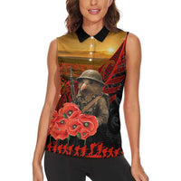 Maori Kiwi Soldier Fern Tattoo ANZAC Day Women Sleeveless Polo Shirt Lest We Forget LT9 - Polynesian Pride