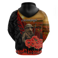 Maori Kiwi Soldier Fern Tattoo ANZAC Day Zip Hoodie Lest We Forget LT9 - Polynesian Pride