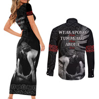New Zealand Mother's Day Couples Matching Short Sleeve Bodycon Dress and Long Sleeve Button Shirt Maori Hongi Aroha Ahau Ki A Koe Mama LT9 - Polynesian Pride
