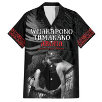 New Zealand Mother's Day Family Matching Long Sleeve Bodycon Dress and Hawaiian Shirt Maori Hongi Aroha Ahau Ki A Koe Mama LT9 Dad's Shirt - Short Sleeve Black - Polynesian Pride