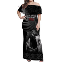 New Zealand Mother's Day Off Shoulder Maxi Dress Maori Hongi Aroha Ahau Ki A Koe Mama LT9 Women Black - Polynesian Pride