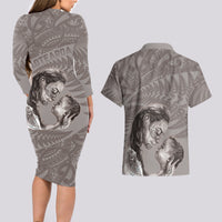 New Zealand Mother's Day Couples Matching Long Sleeve Bodycon Dress and Hawaiian Shirt Maori Mo Toku Mama Silver Fern LT9 - Polynesian Pride
