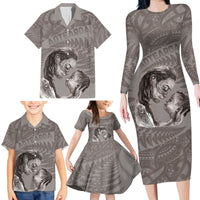New Zealand Mother's Day Family Matching Long Sleeve Bodycon Dress and Hawaiian Shirt Maori Mo Toku Mama Silver Fern LT9 - Polynesian Pride