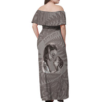 New Zealand Mother's Day Off Shoulder Maxi Dress Maori Mo Toku Mama Silver Fern LT9 - Polynesian Pride