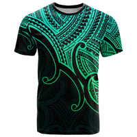 Custom Aotearoa Maori Koru T Shirt Polynesian Pacific Tribal Green LT9 Green - Polynesian Pride