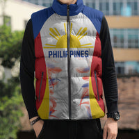Philippines Flag Day Sleeveless Puffer Jacket Filipino Feather Pattern