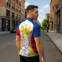 Philippines Flag Day Zipper Polo Shirt Filipino Feather Pattern
