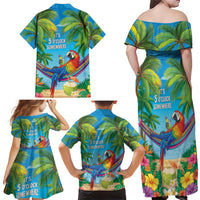 5 Oclock Somewhere Family Matching Off Shoulder Maxi Dress and Hawaiian Shirt Hawaii Parrots Cocktail Summer Beach Vibe LT9 - Polynesian Pride