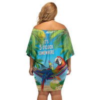 5 Oclock Somewhere Family Matching Off Shoulder Short Dress and Hawaiian Shirt Hawaii Parrots Cocktail Summer Beach Vibe LT9 - Polynesian Pride