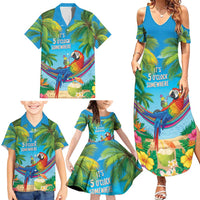 5 Oclock Somewhere Family Matching Summer Maxi Dress and Hawaiian Shirt Hawaii Parrots Cocktail Summer Beach Vibe LT9 - Polynesian Pride