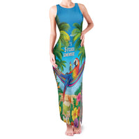 5 Oclock Somewhere Family Matching Tank Maxi Dress and Hawaiian Shirt Hawaii Parrots Cocktail Summer Beach Vibe LT9 Mom's Dress Blue - Polynesian Pride