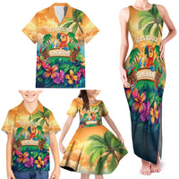 5 Oclock Somewhere Personalized Family Matching Tank Maxi Dress and Hawaiian Shirt Hawaii Parrots Plumeria Summer Vibe LT9 - Polynesian Pride