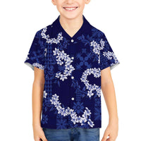 Mokihana Maile and Ilima Leis Family Matching Off The Shoulder Long Sleeve Dress and Hawaiian Shirt Uliuli Hawaiian Tapa Quilt Pattern LT9 Son's Shirt Blue - Polynesian Pride